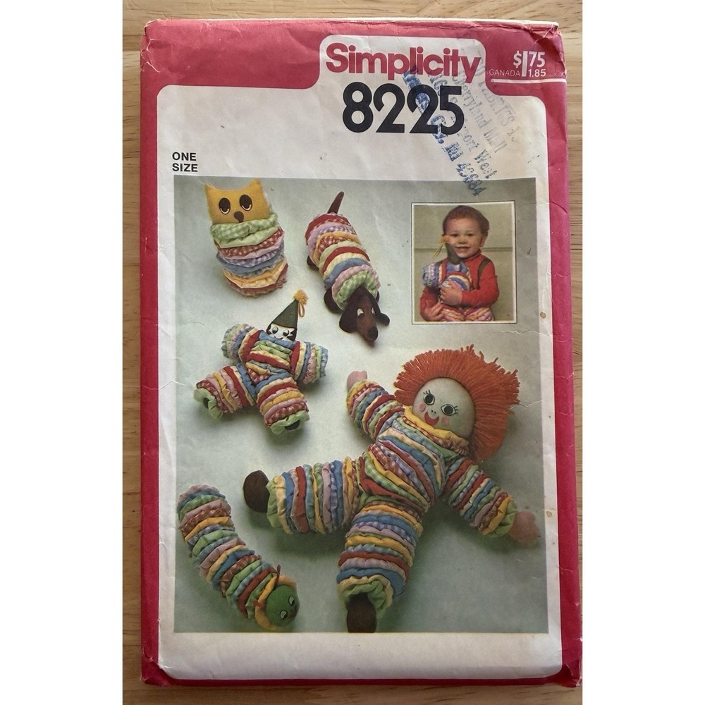 Simplicity Pattern 8225 Soft Toy Doll Owl Dog Clown Caterpillar CUT